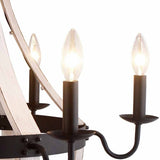 Cassidi 6 light chandelier in Antique White wood and Matte black metal - Antique White