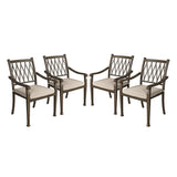 Cast Aluminum Outdoor Dining Armchair with Cushion (Set of 4)