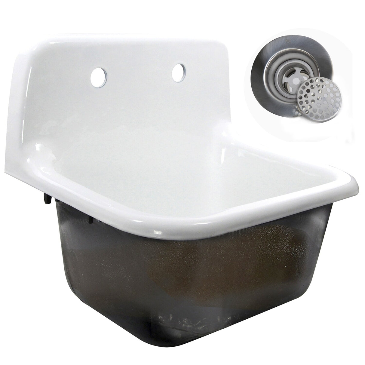 Cast Iron Rustic Utility Sink and Drain Set - 22" x 18" x 20.25"