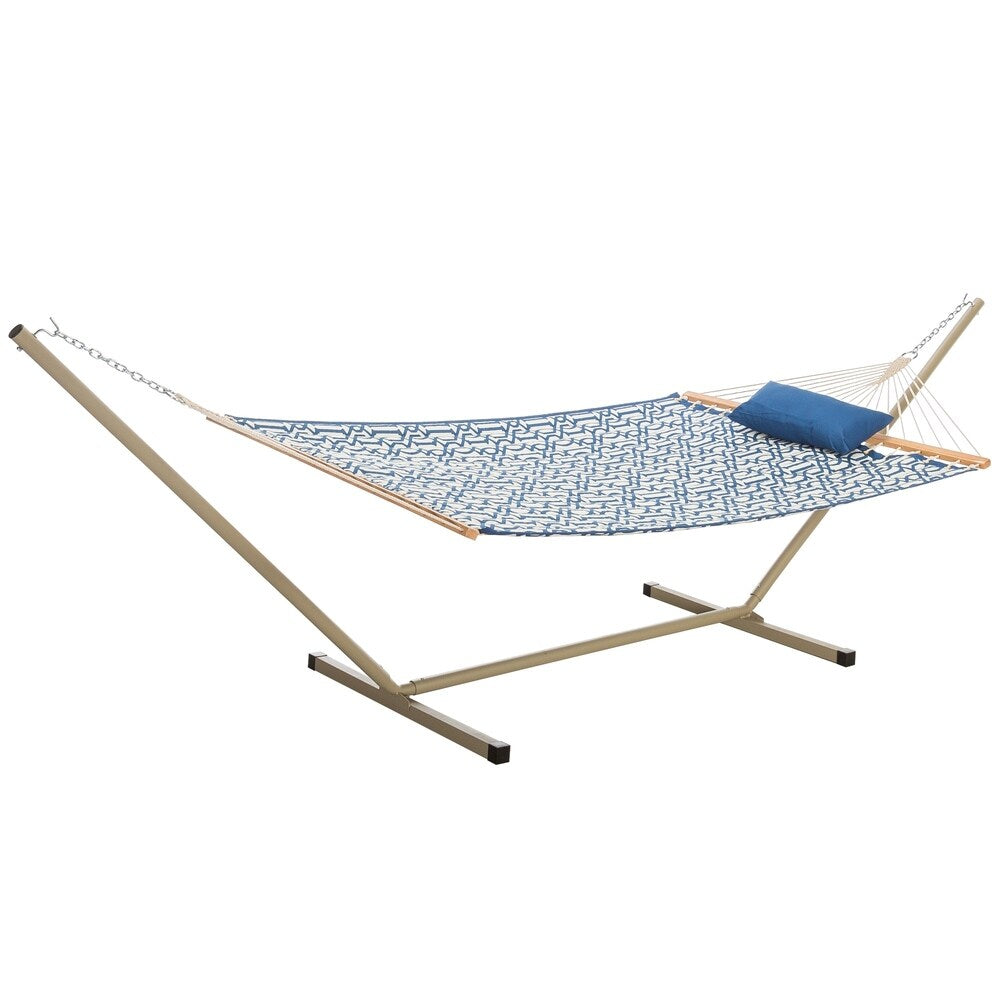 Castaway Quilted Navy Blue Hammock Combo with Stand