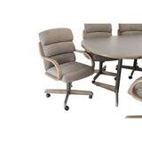 Caster Chair Company 7-Piece 42x[54/72] Driftwood Caster Dining Set Laminate Table Top & Graphite Rolling Swivel Tilt Chairs