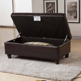 Luxury Comfort Classic Brown Tufted Storage Bench Ottoman