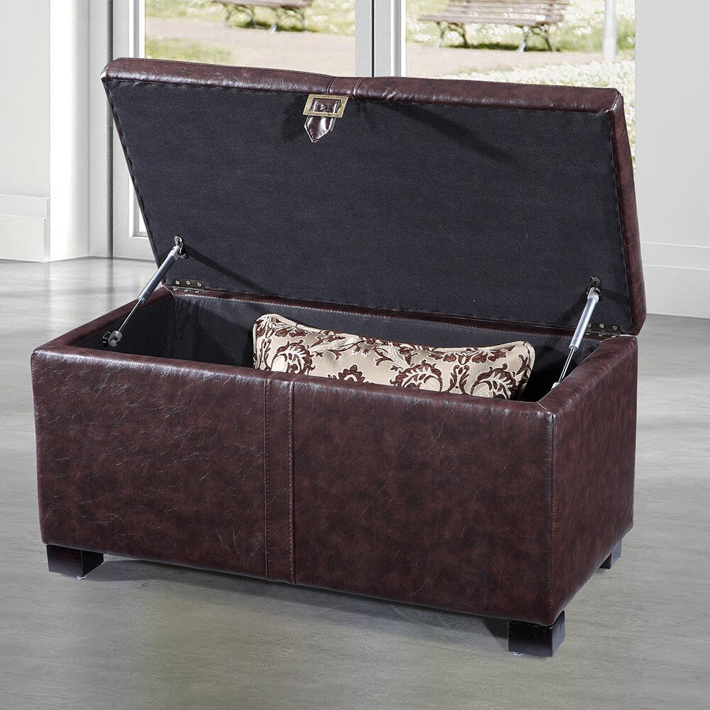 Royal Comfort Collection Classic Buckled Storage Bench Ottoman