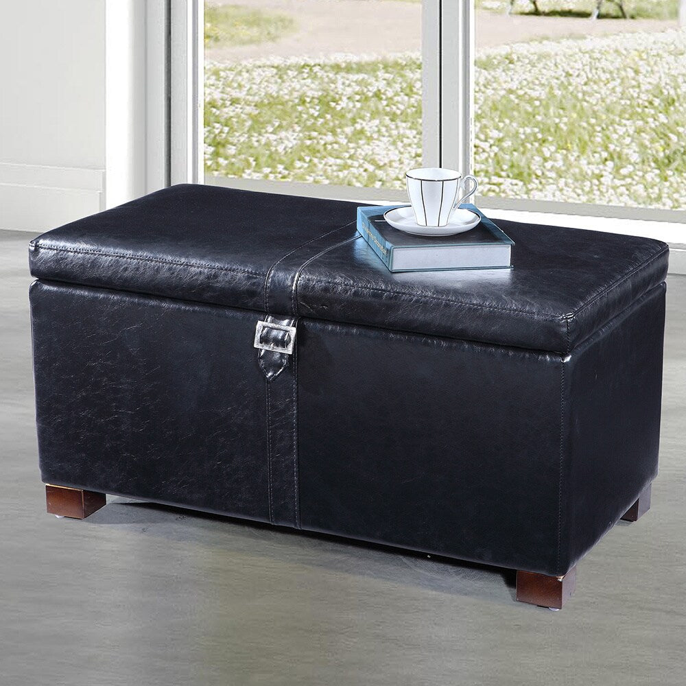 Royal Comfort Collection Classic Buckled Storage Bench Ottoman