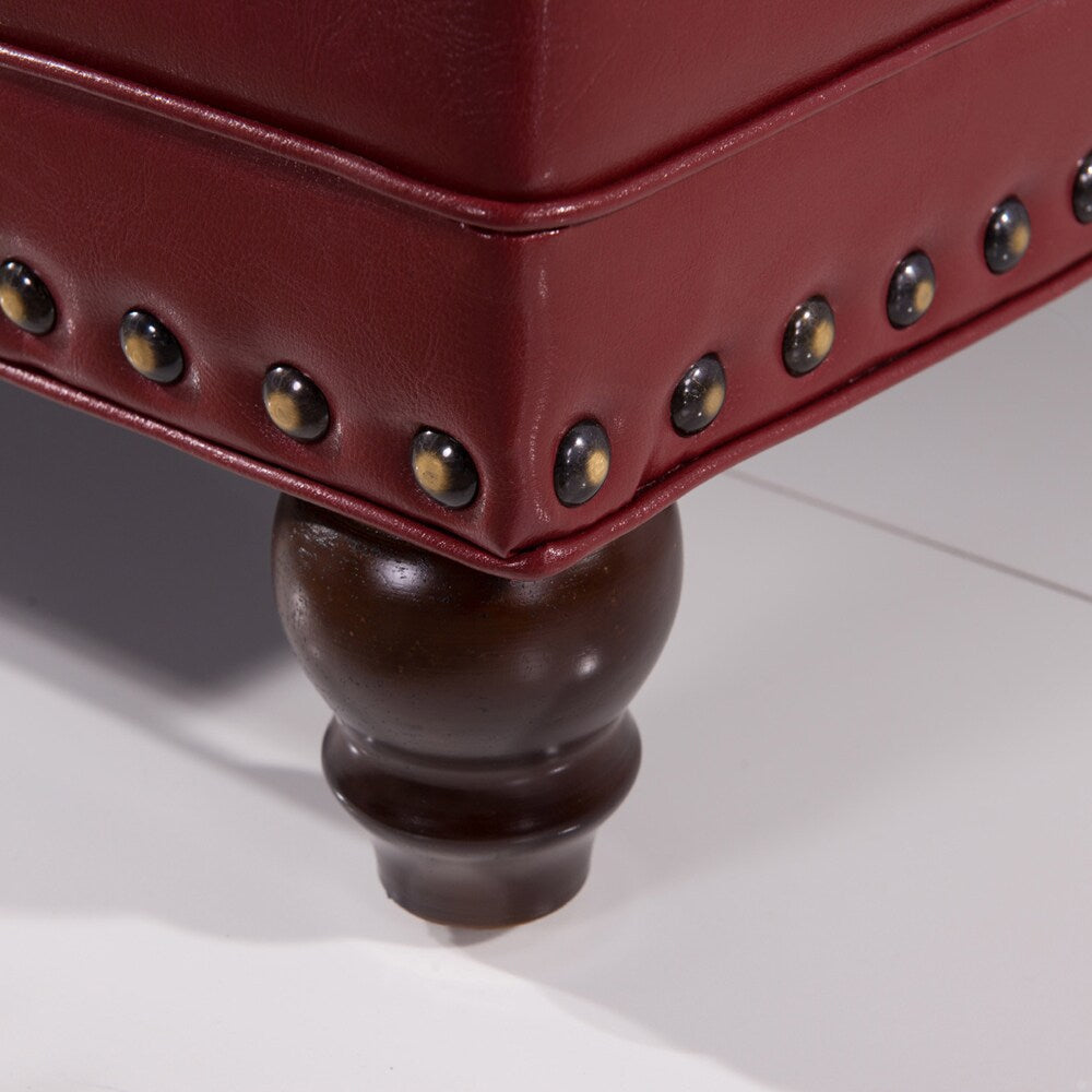 Luxury Comfort Collection Classic Tufted Storage Bench Ottoman with Nailhead Trim