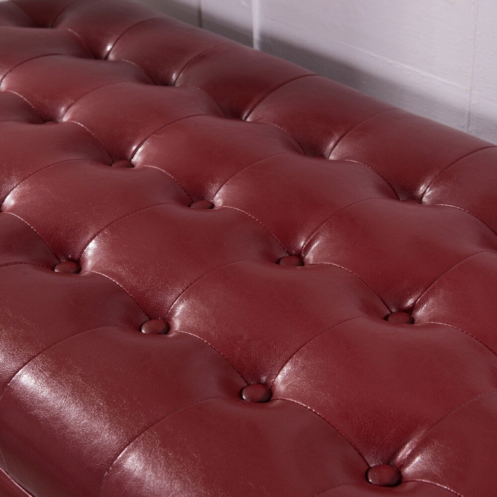 Luxury Comfort Collection Classic Tufted Storage Bench Ottoman with Nailhead Trim