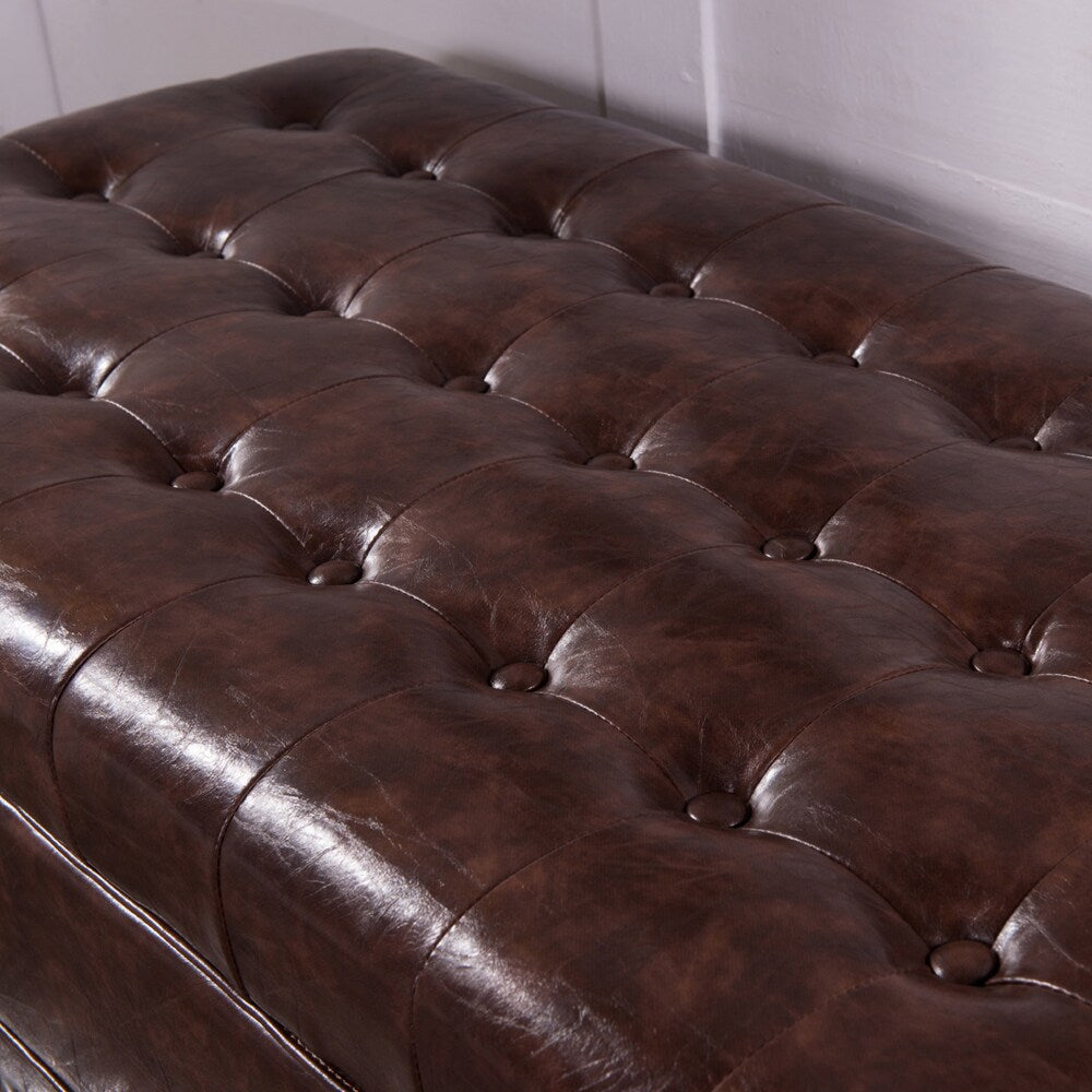 Luxury Comfort Collection Classic Tufted Storage Bench Ottoman with Nailhead Trim