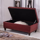 Luxury Comfort Collection Classic Tufted Storage Bench Ottoman with Nailhead Trim