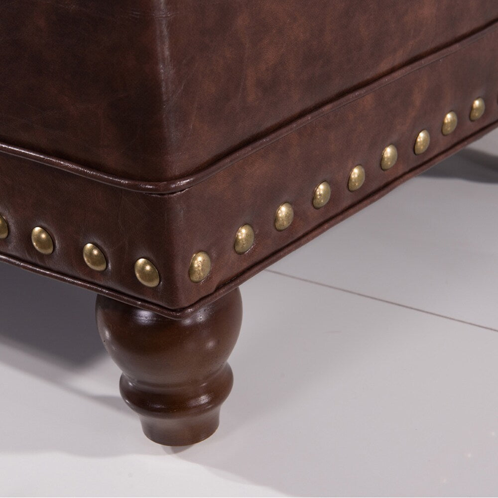Luxury Comfort Collection Classic Tufted Storage Bench Ottoman with Nailhead Trim