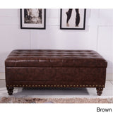 Luxury Comfort Collection Classic Tufted Storage Bench Ottoman with Nailhead Trim