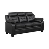Castro Black 3-piece Faux Leather Living Room Set