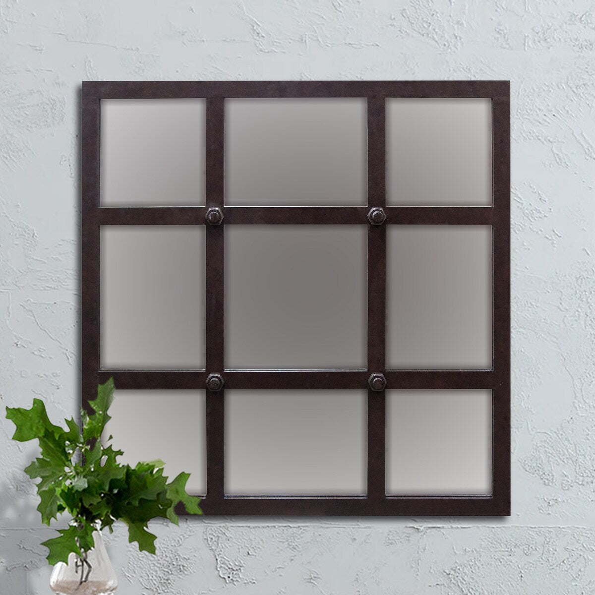 Casual Elements Industrial Inspired Grid Rectangular Mirror