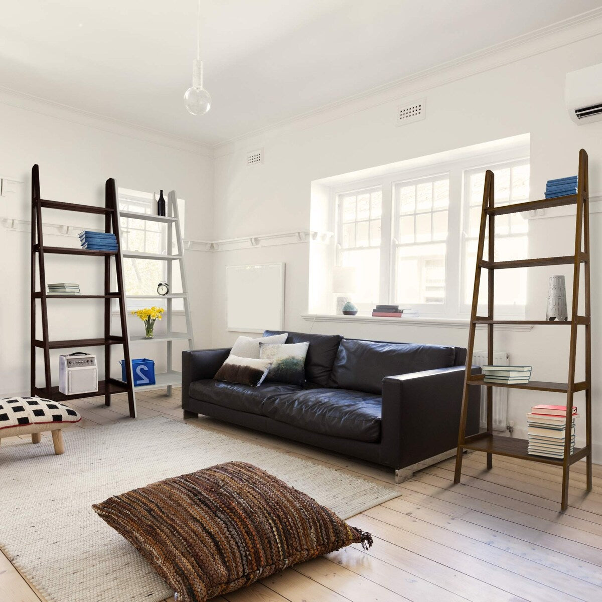 Casual Home 5-Shelf Ladder Bookcase, Warm Brown (New)