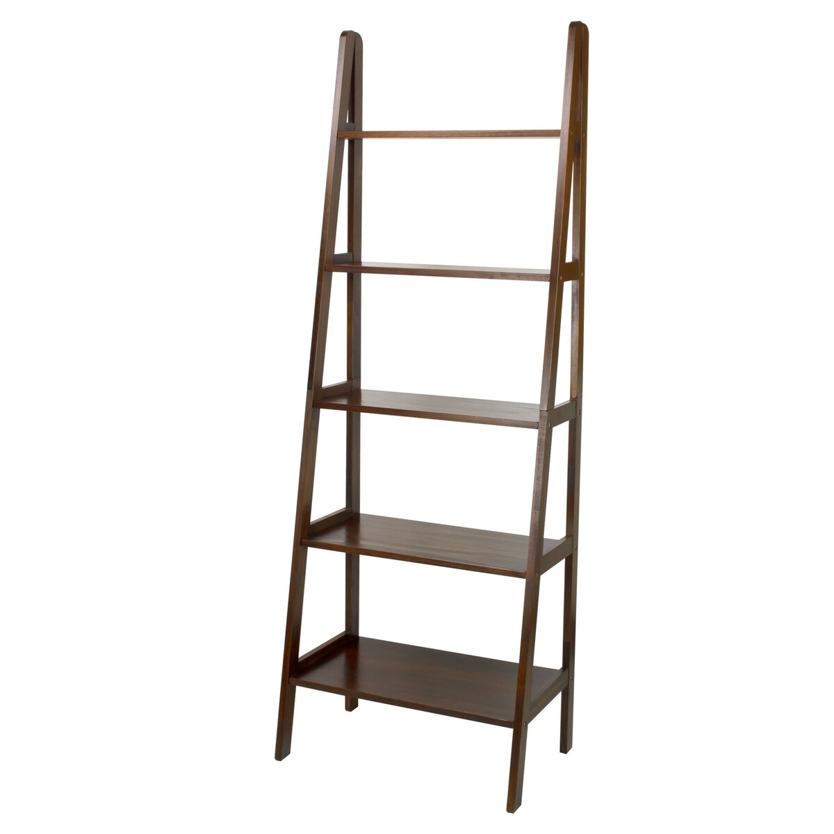 Casual Home 5-Shelf Ladder Bookcase, Warm Brown (New)