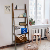 Casual Home 5-Shelf Ladder Bookcase, Warm Brown (New)