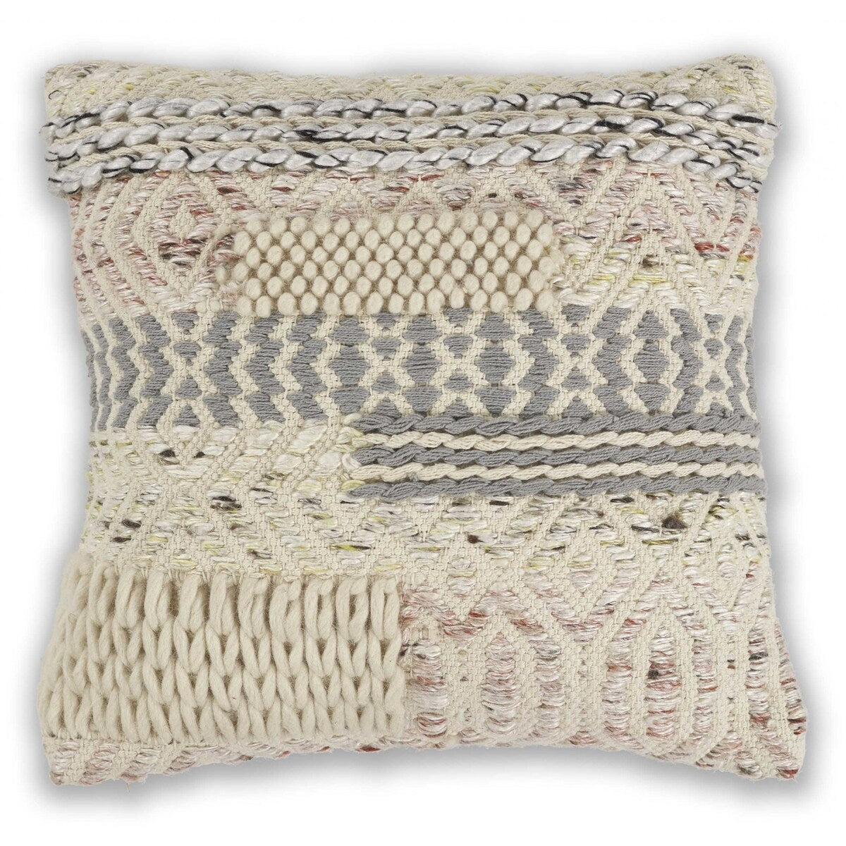 Casual Square Chunky Knit Nuetrals Wool Pillow