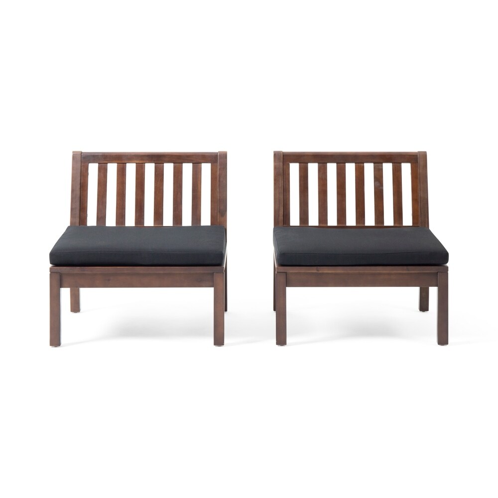 Caswell Outdoor Acacia Wood Club Chair with Cushion (Set of 2) by Christopher Knight Home
