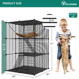 Cat Cage Indoor Cat Enclosures DIY Cat Playpen Metal Kennel with Extra Large Hammock for 1-2 Cats, Ferret, Small Animals