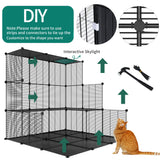 Cat Cage Indoor Cat Enclosures DIY Cat Playpen Metal Kennel with Extra Large Hammock for 1-2 Cats, Ferret, Small Animals