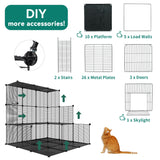 Cat Cage Indoor Cat Enclosures DIY Cat Playpen Metal Kennel with Extra Large Hammock for 1-2 Cats, Ferret, Small Animals