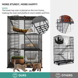 Cat Cage Indoor Cat Enclosures DIY Cat Playpen Metal Kennel with Extra Large Hammock for 1-2 Cats, Ferret, Small Animals