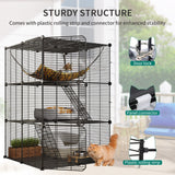 Cat Cage Indoor Cat Enclosures DIY Cat Playpen Metal Kennel with Extra Large Hammock for 1-2 Cats, Ferret, Small Animals