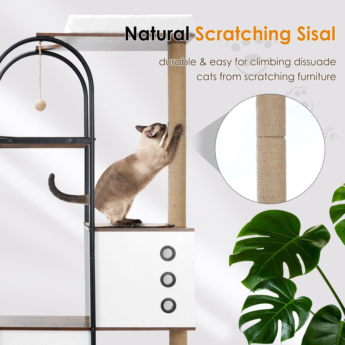 Cat Climbing frame,Cat Tree,Modern Cat Tower, Multi-Level Cat Condo with 1 Caves,2 Scratching Posts,Perch,for Indoor Cats