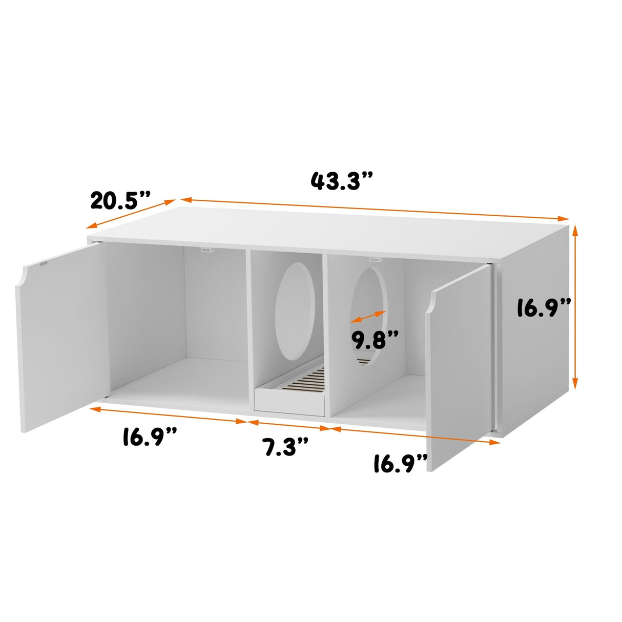 Cat Litter Box EnclosureModern Large Cat Washroom Storage Cabinet - 43.3"W