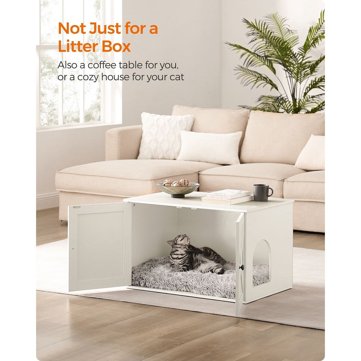 Wooden Hidden Cat Litter Box Enclosure with Removable Divider Perfect for Indoor Pet