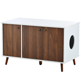 Cat Litter Box with Hidden Plug 3 Doors Bench Side Table Cat House