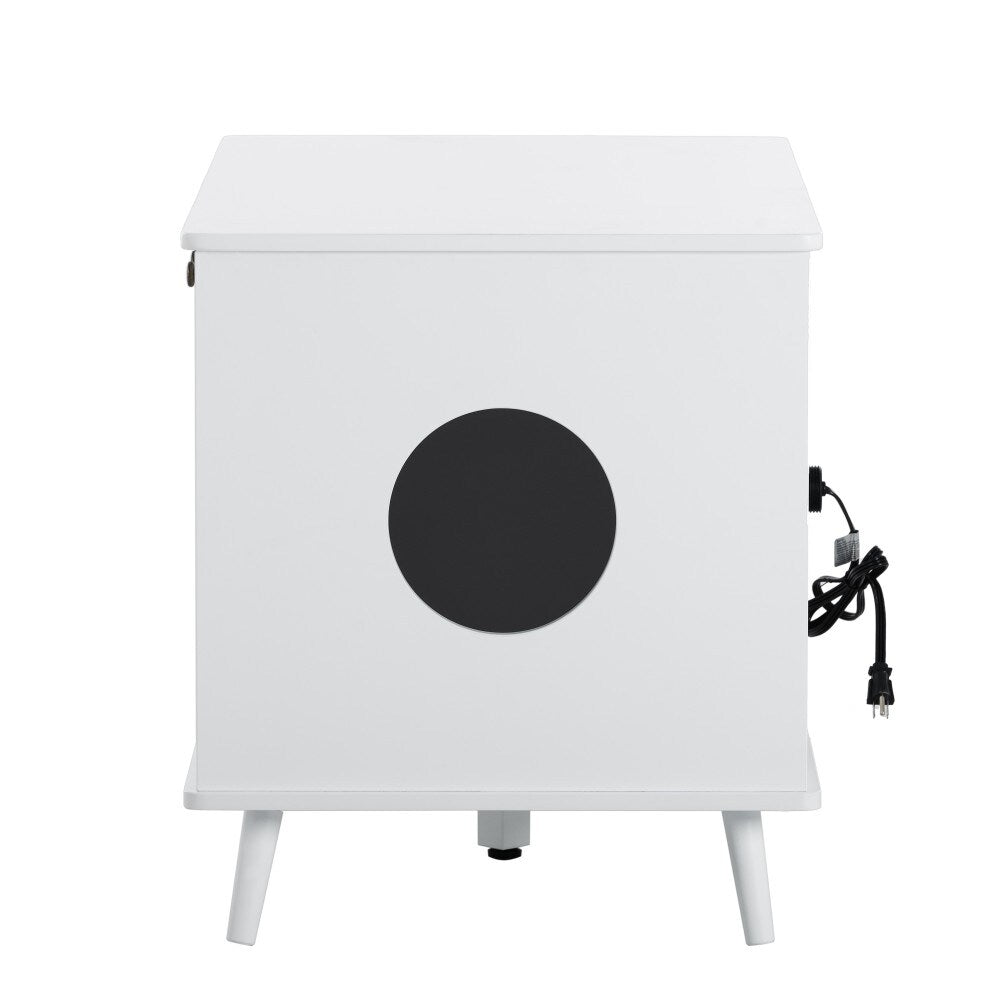Cat Litter Box with Hidden Plug 3 Doors Bench Side Table Cat House