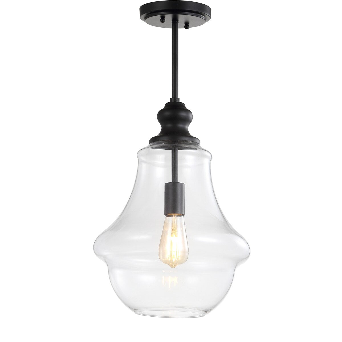 Catalina 12" Adjustable Metal/Glass LED Pendant, Oil Rubbed Bronze by JONATHAN Y