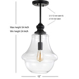 Catalina 12" Adjustable Metal/Glass LED Pendant, Oil Rubbed Bronze by JONATHAN Y