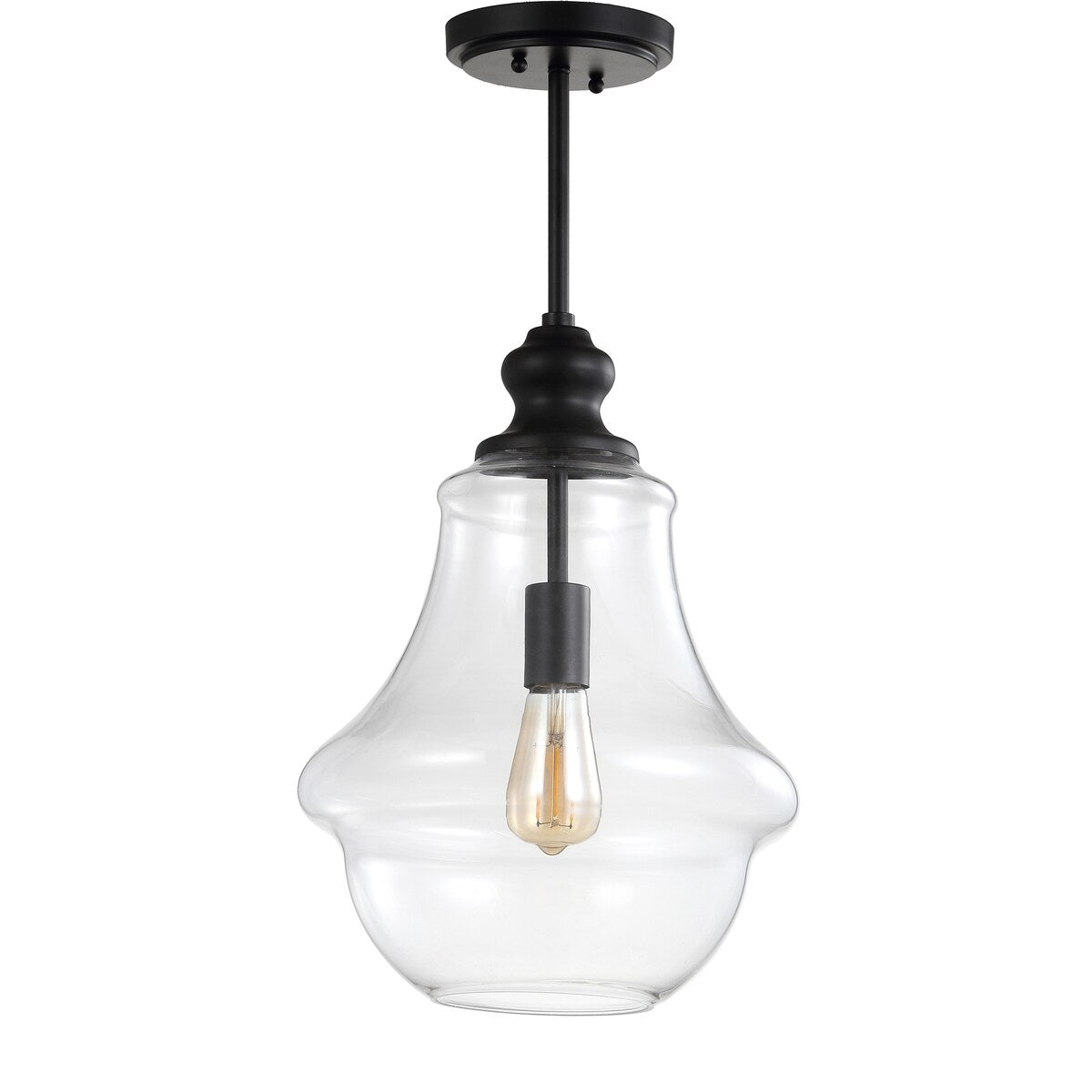 Catalina 12" Adjustable Metal/Glass LED Pendant, Oil Rubbed Bronze by JONATHAN Y