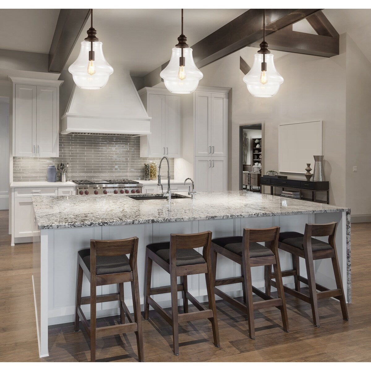 Catalina 12" Adjustable Metal/Glass LED Pendant, Oil Rubbed Bronze by JONATHAN Y
