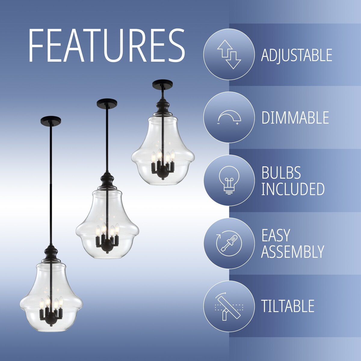 Catalina 12" Adjustable Metal/Glass LED Pendant, Oil Rubbed Bronze by JONATHAN Y