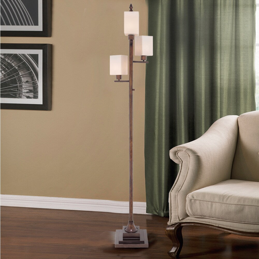 Catalina 19070-001 Colored Glass/Metal 4-Light Transitional Floor Lamp