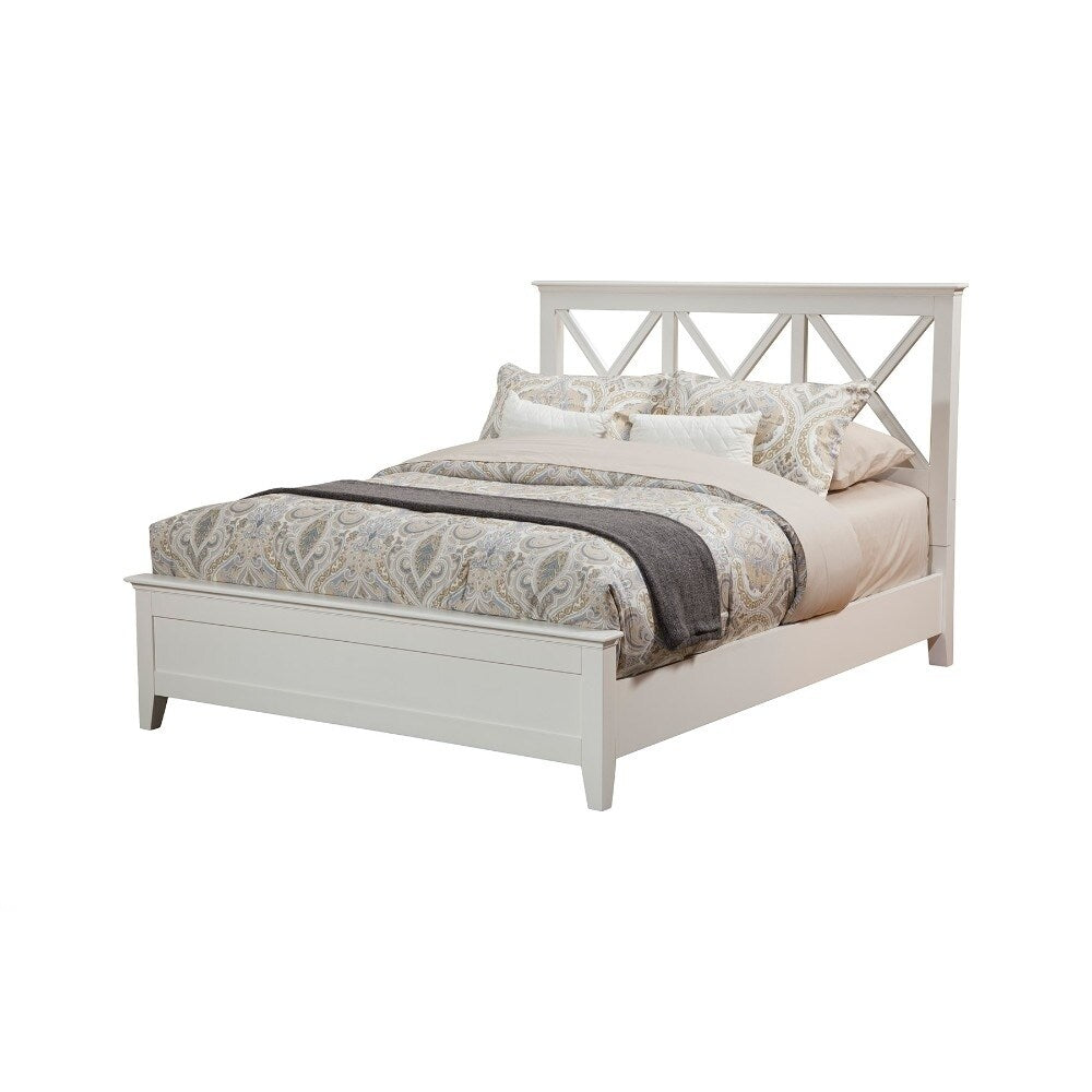 Catchy Mahogany Wood Full Size Panel Bed, White