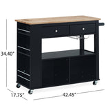 Cato Kitchen Cart with Wheels by Christopher Knight Home - 42.45" W x 17.75" D x 34.40" H