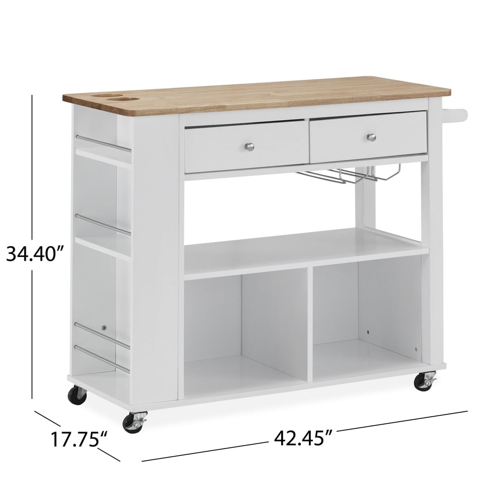 Cato Kitchen Cart with Wheels by Christopher Knight Home - 42.45" W x 17.75" D x 34.40" H