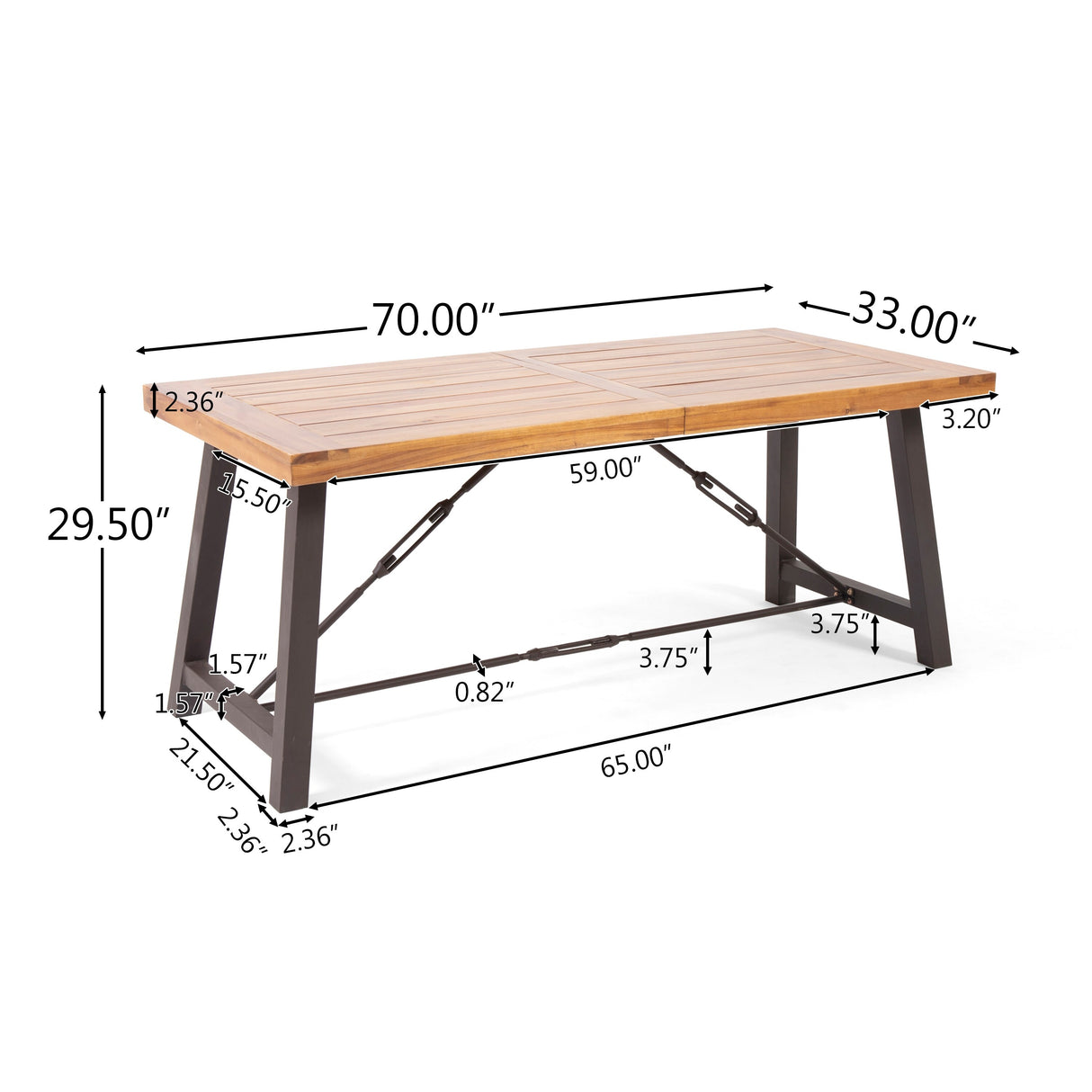 Catriona Modern Industrial Dining Table by Christopher Knight Home - 70.00" W x 33.00" D x 29.50" H