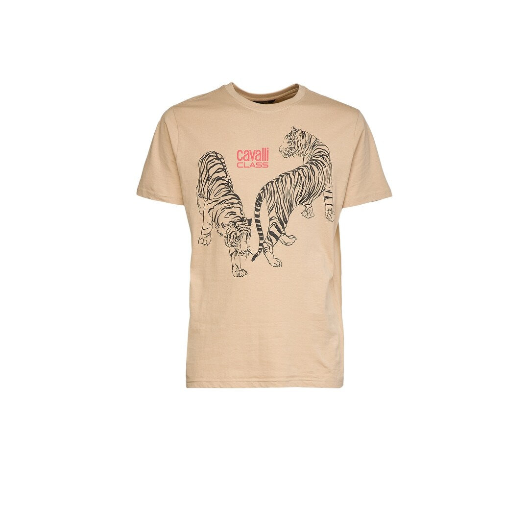 Cavalli Class Double Tiger Logo Motif Fashion T-Shirt- for mens