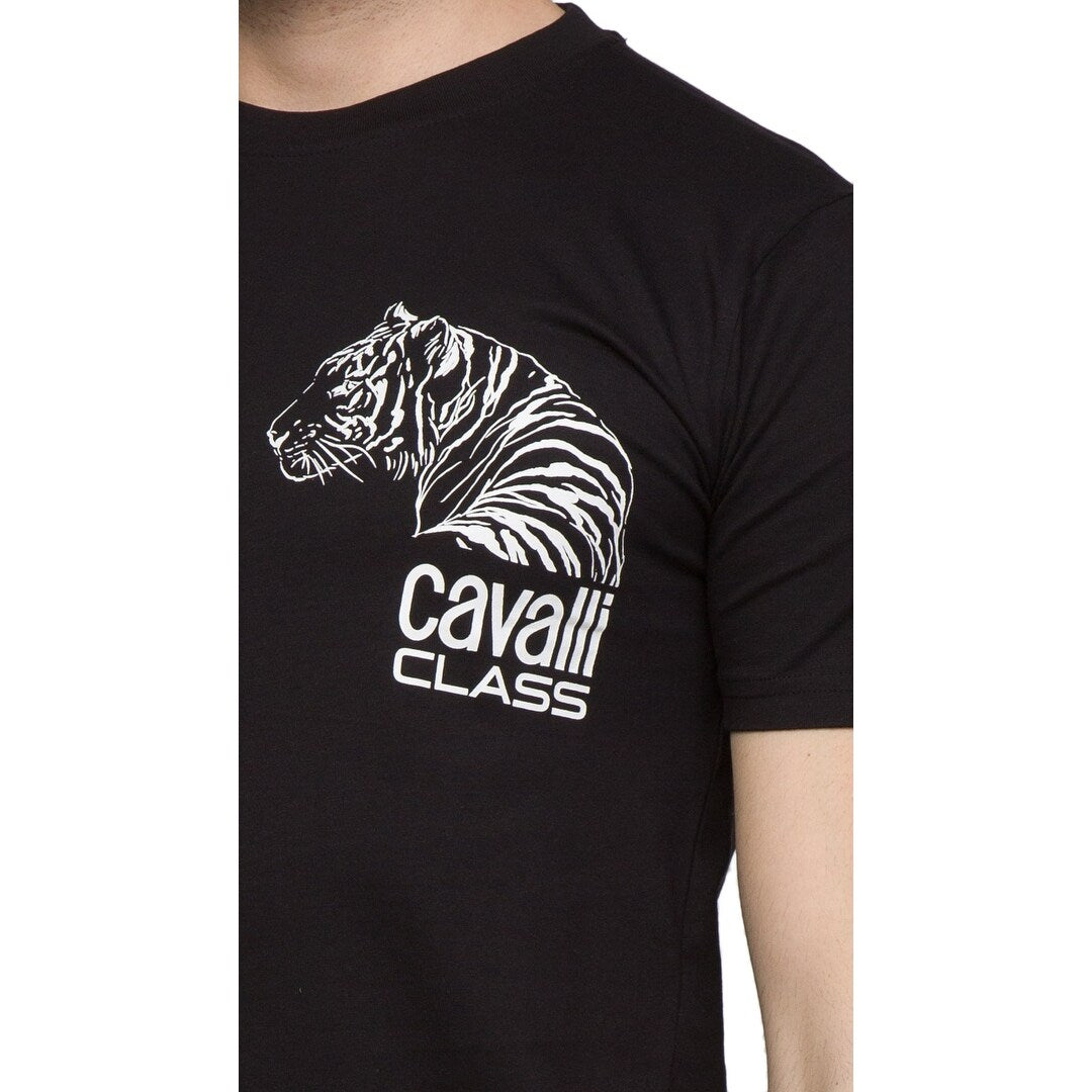 Cavalli Class Tiger Head Chest Motif Fashion T-Shirt- for mens