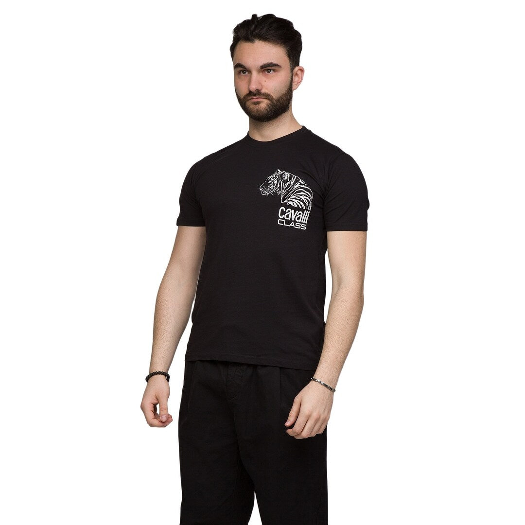 Cavalli Class Tiger Head Chest Motif Fashion T-Shirt- for mens