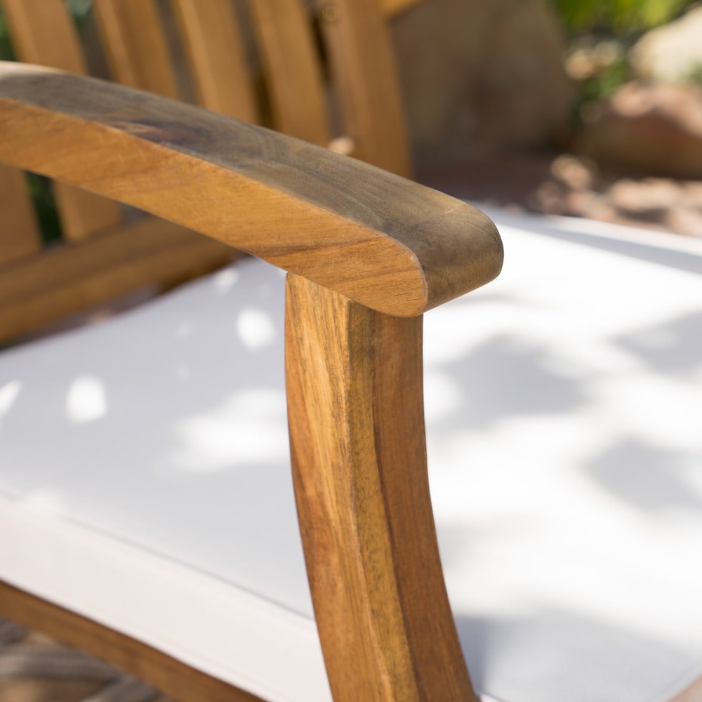 Cayo Acacia Wood Outdoor 3-piece Rocking Chair Chat Set with Cushion by Christopher Knight Home