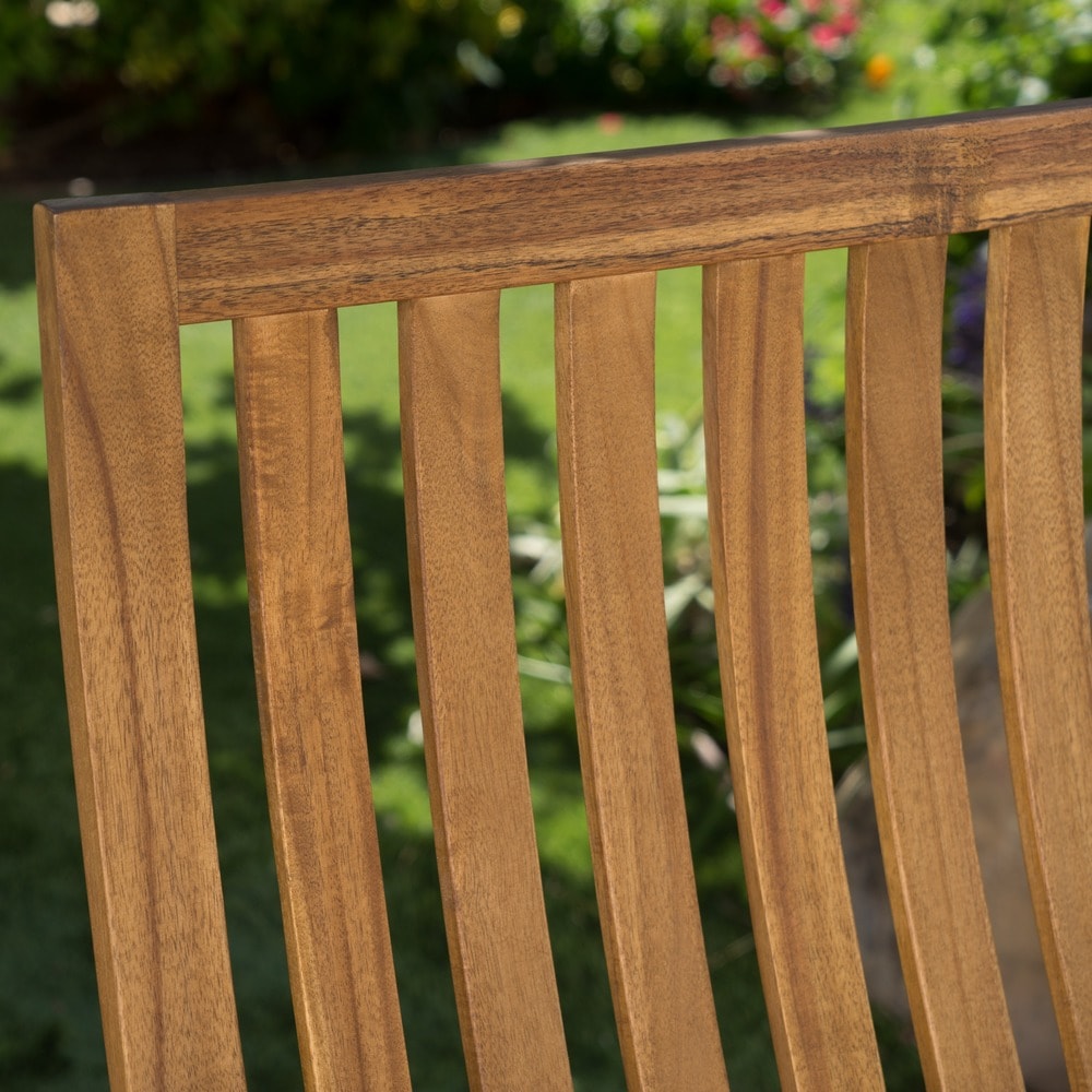 Cayo Acacia Wood Outdoor 3-piece Rocking Chair Chat Set with Cushion by Christopher Knight Home