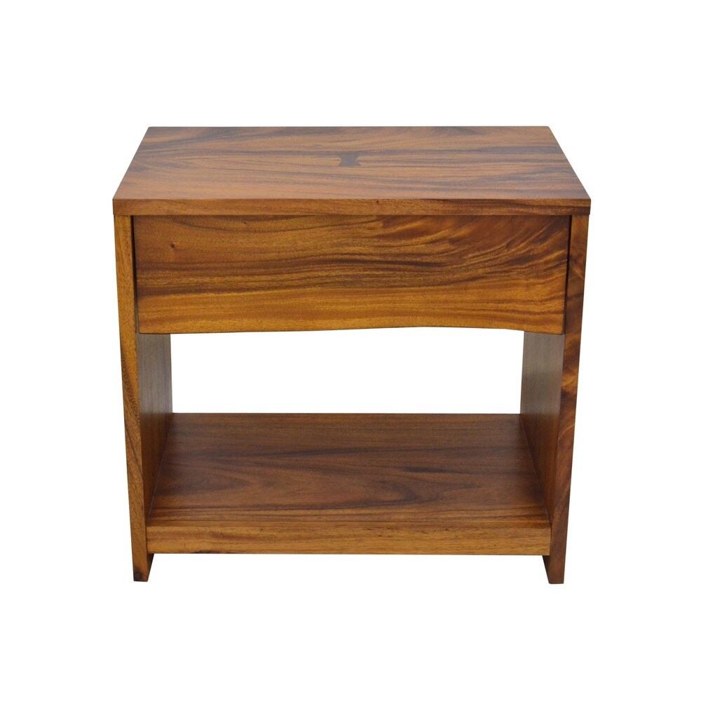 222 Fifth Cayu Live Edge Brown Natural Finish Acacia Nightstand with Drawer