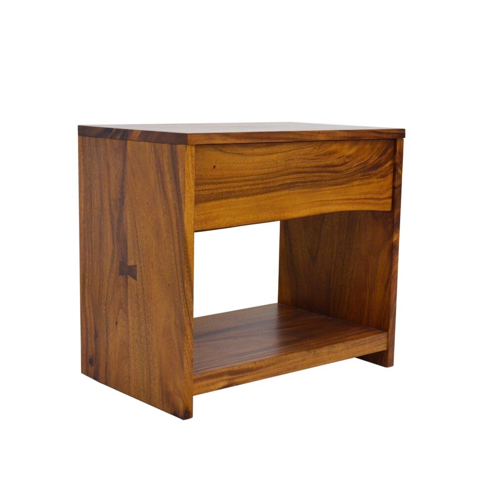222 Fifth Cayu Live Edge Brown Natural Finish Acacia Nightstand with Drawer
