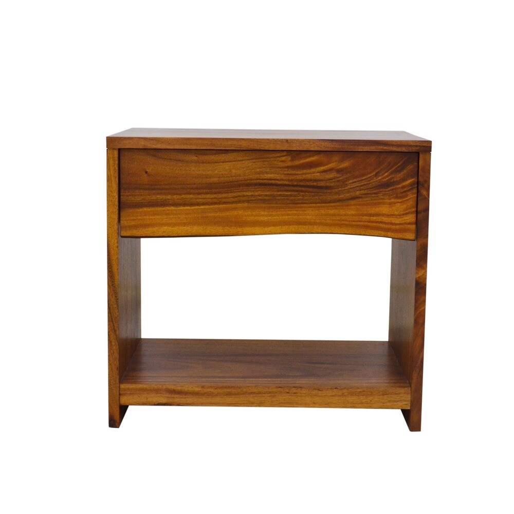 222 Fifth Cayu Live Edge Brown Natural Finish Acacia Nightstand with Drawer