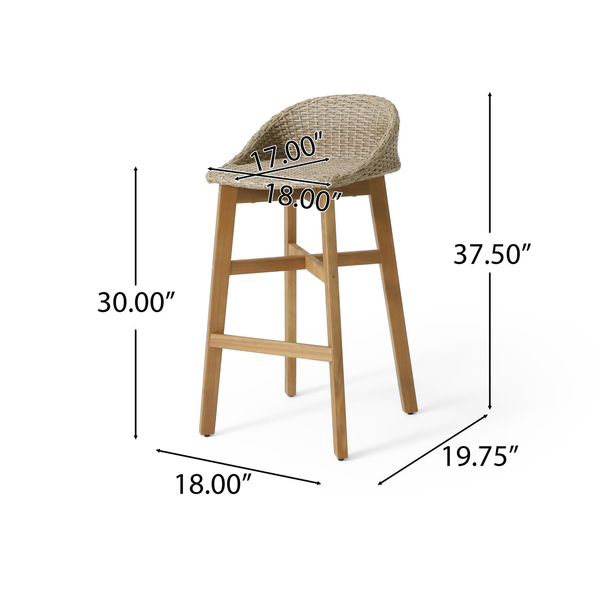 Cayuga Wicker and Acacia Wood Outdoor Barstools by Christopher Knight Home